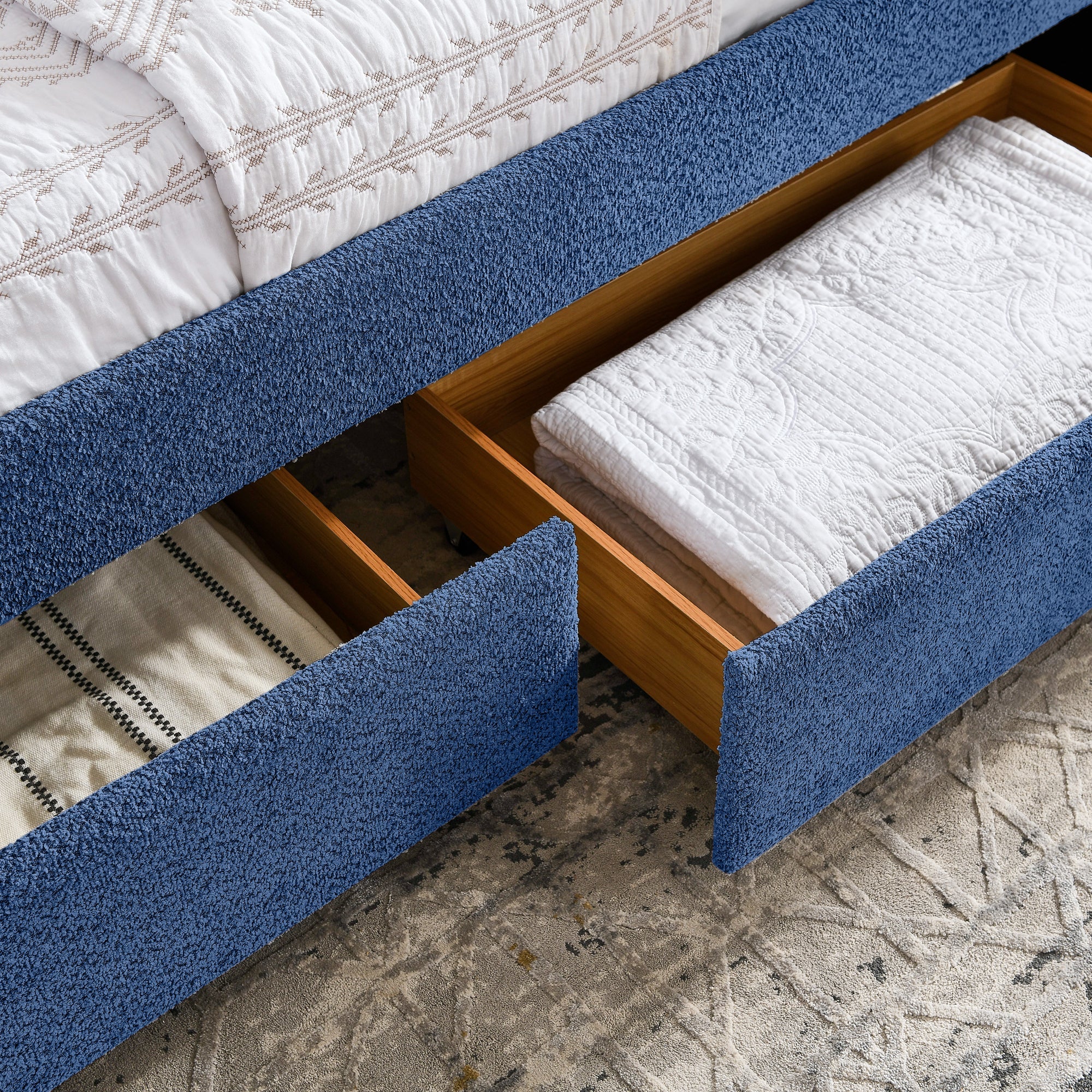 Queen Size Daybed with Two Drawers - Upholstered Tufted Sofa Bed