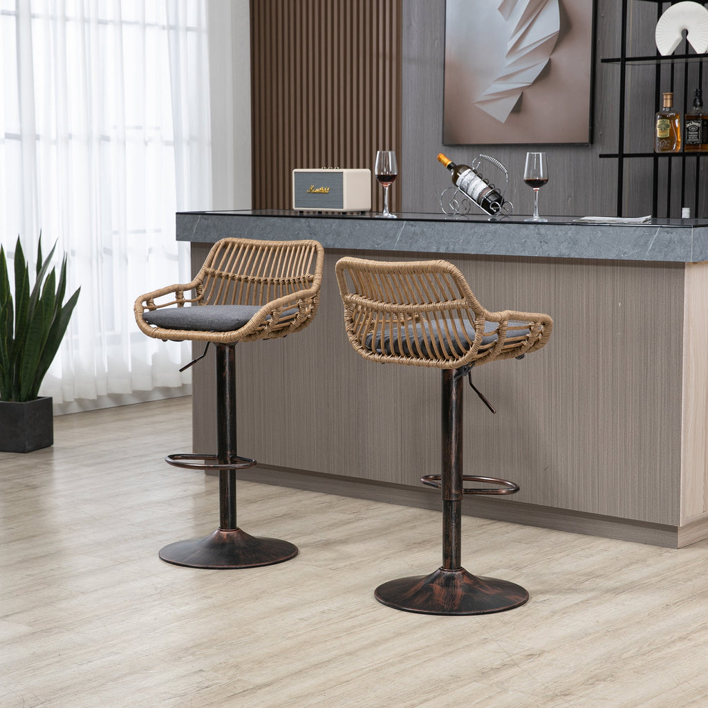 Modern Swivel Bar Stools Set of 2 Adjustable Counter Height Chairs