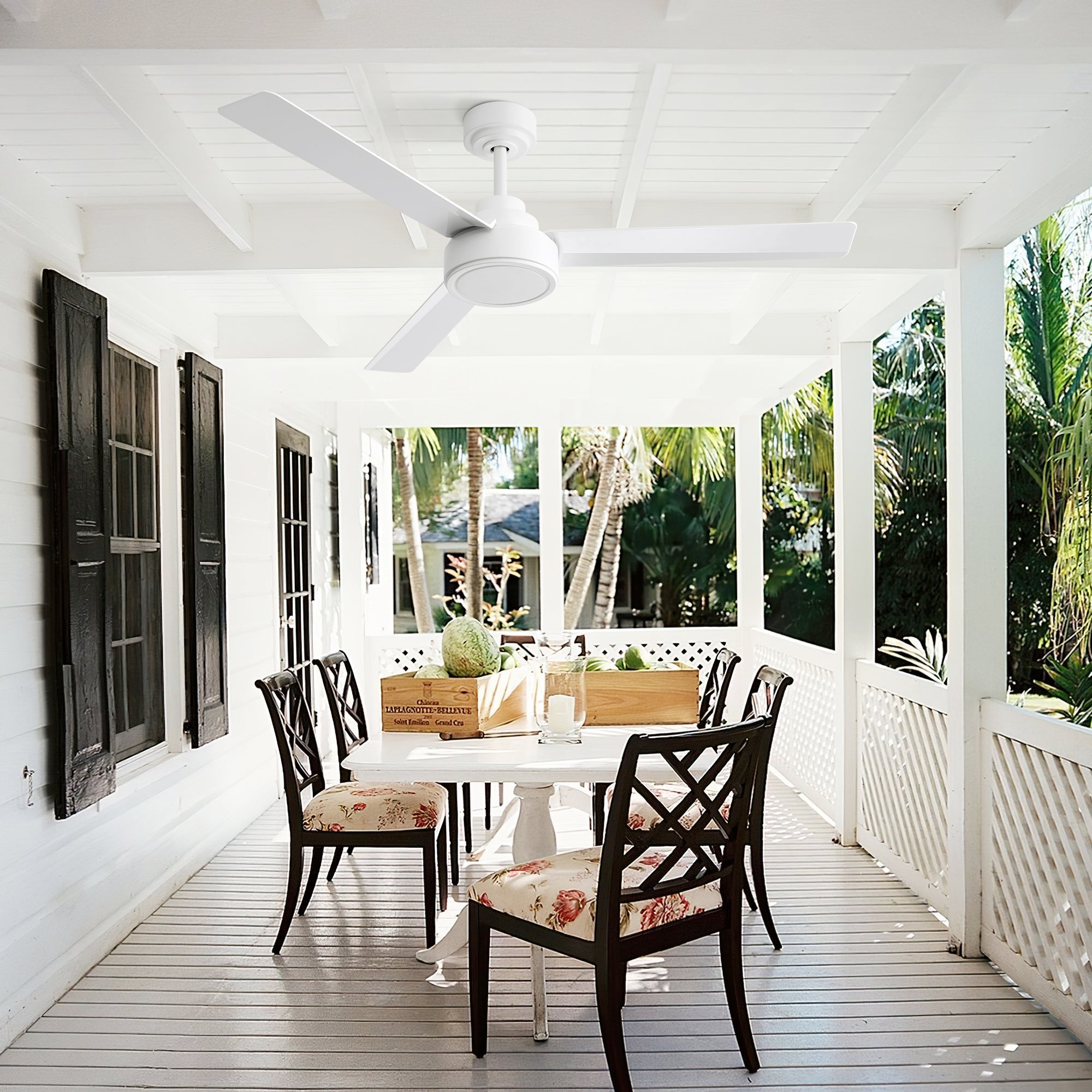 52" Ceiling Fan Without Light, 3 ABS Blades with Remote Control