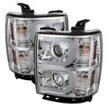 Spyder Chevy Silverado 1500 14-16 Projector Headlights Light Bar DRL Chrm PRO-YD-CS14-LBDRL-C 5079480