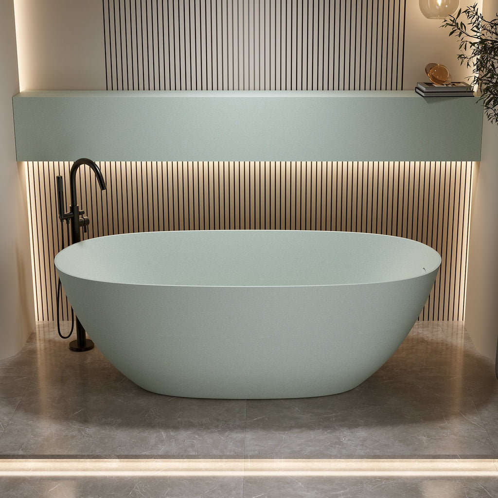 65'' Freestanding Bathtub Resin Stone Soaking Bathtub