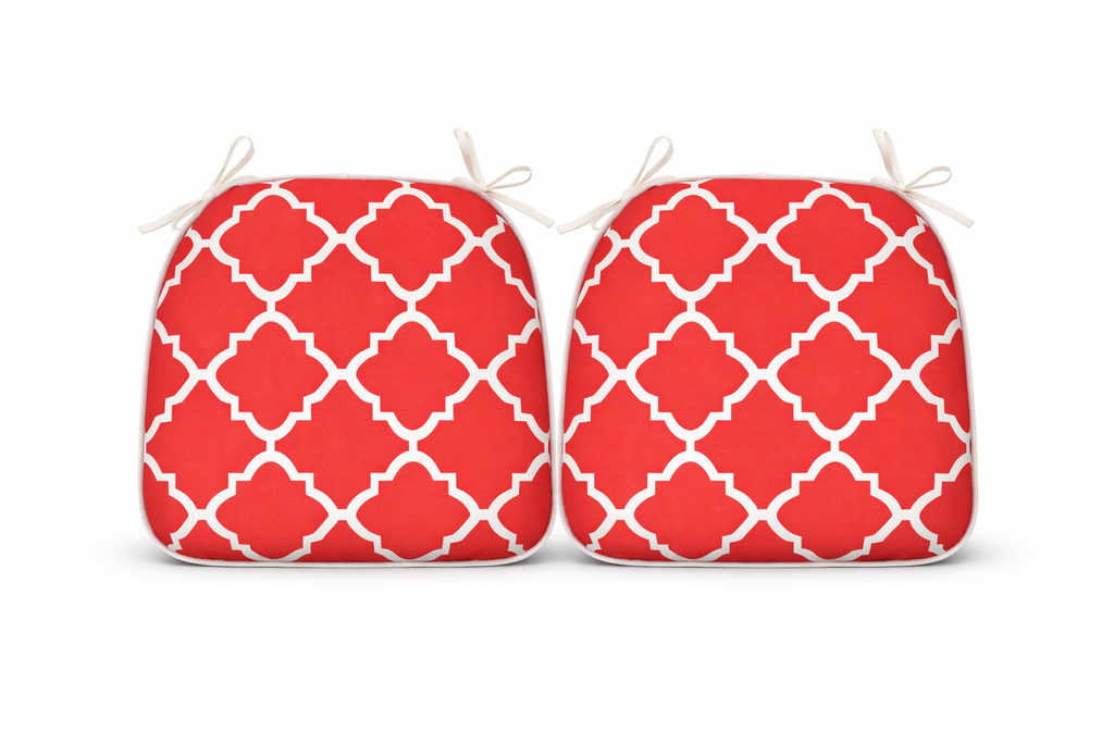 Outdoor Chair Cushions with Straps - Set of 4 Plaid