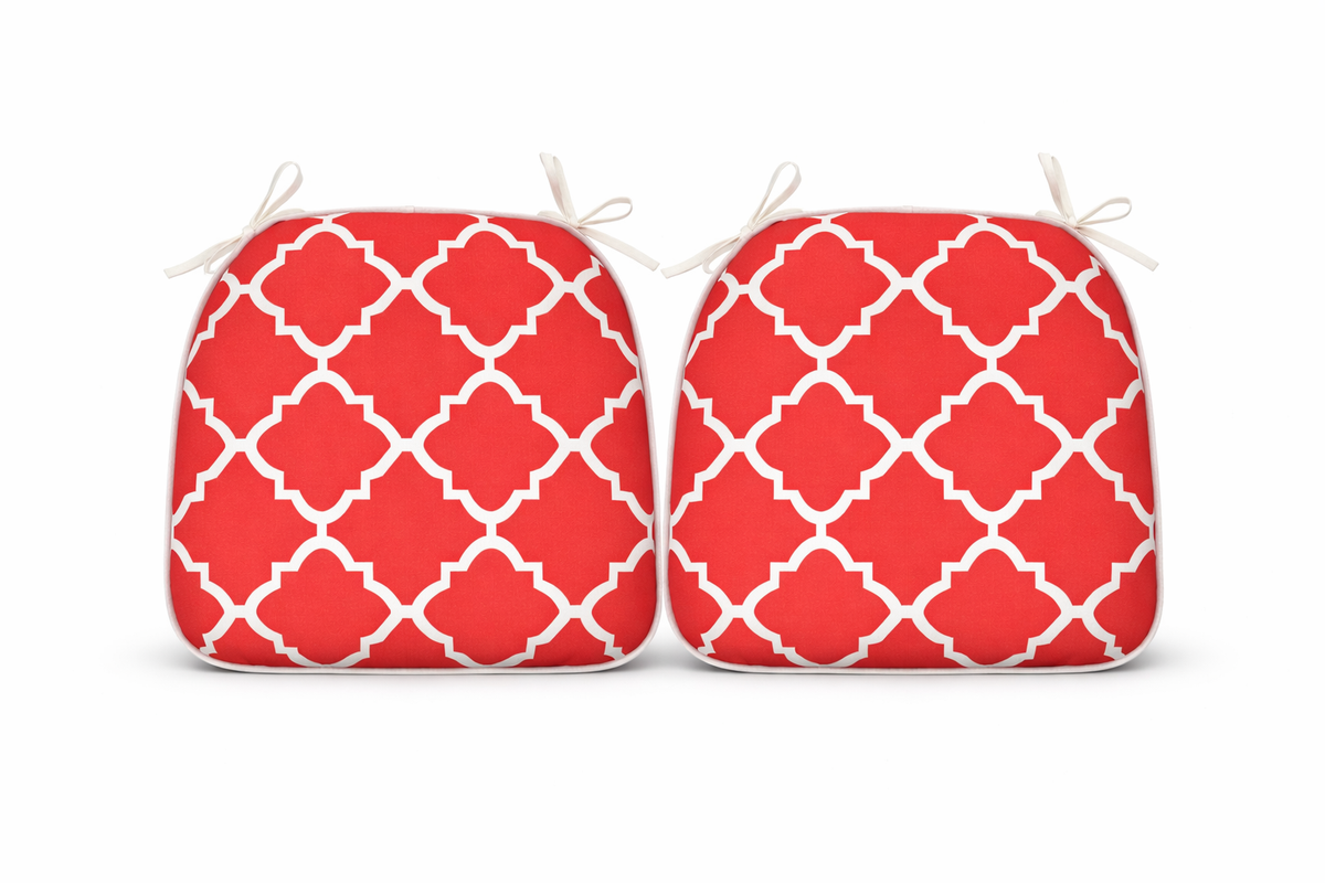 Outdoor Chair Cushions with Straps - Set of 4 Plaid
