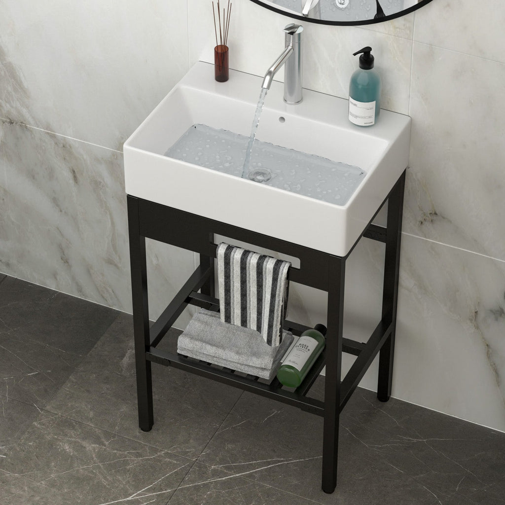 24" x 16.75" Bathroom Ceramic Console Sink with Overflow