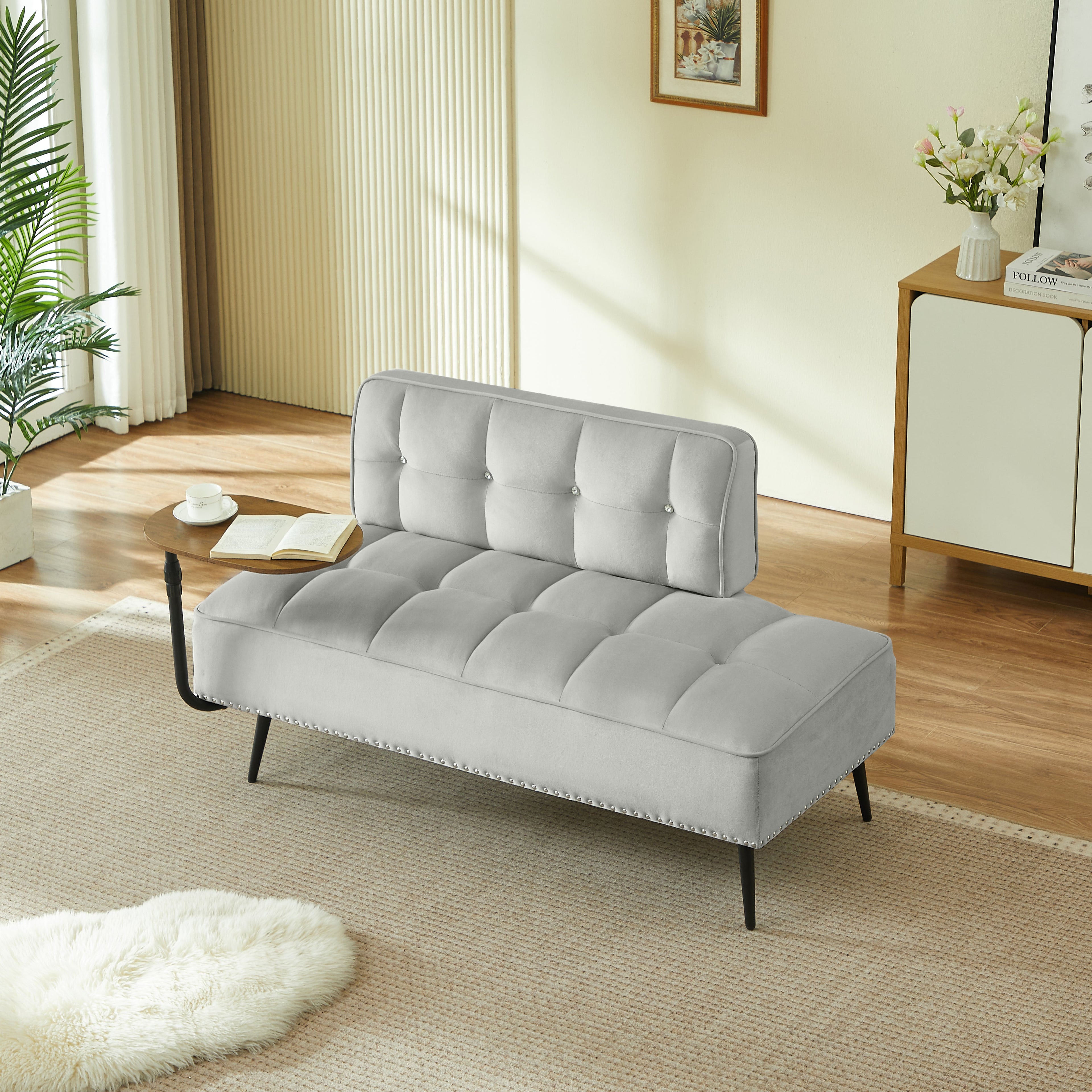 54-Inch Modern Two-Seater Velvet Sofa