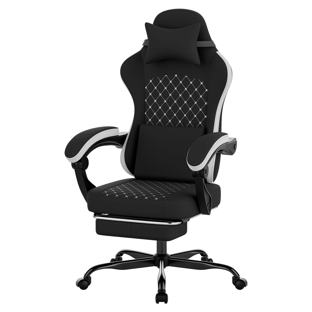 Gaming Chair with Massage and Footrest