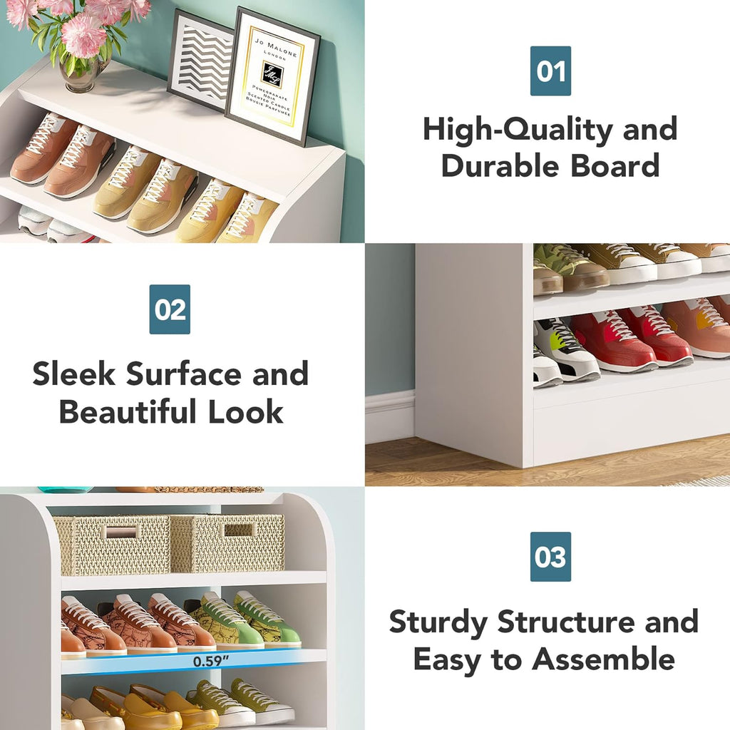 25.59" White 8-Tier Shoe Rack