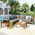 4 Pieces Outdoor Acacia Wood Sofa Set