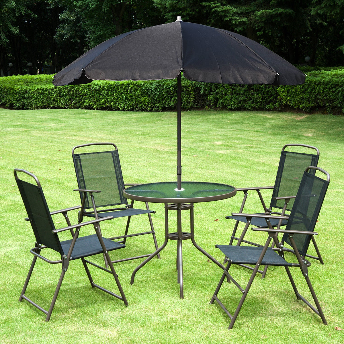 Outsunny 6 Piece Patio Dining Set for 4 with Umbrella