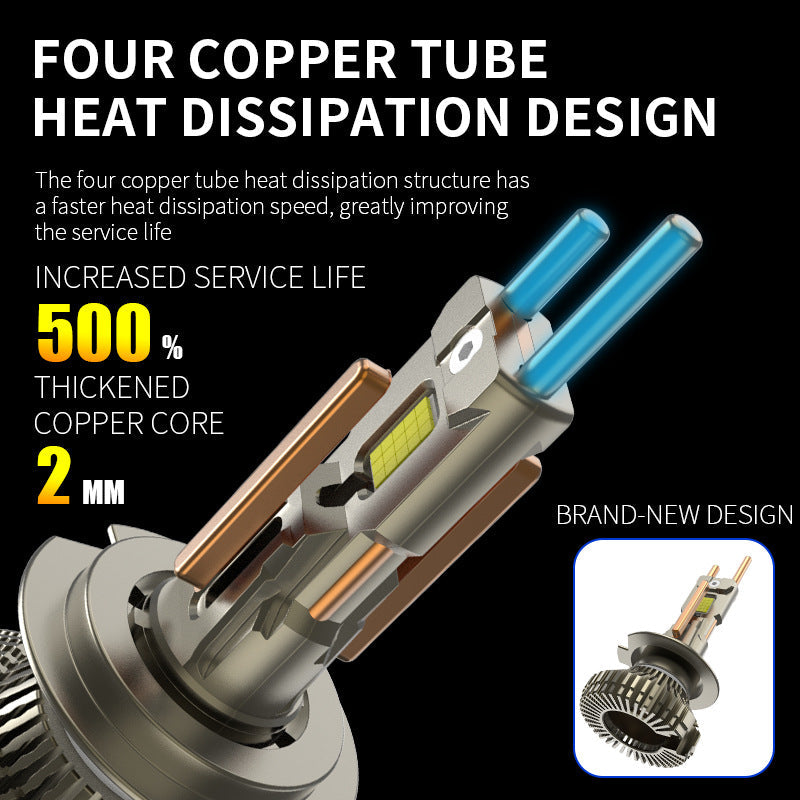 Cross Border Supply Of High Power 4 Copper-Tube Automotive Led Headlights H11H7H4 Car Lights Led Headlights Universal Car Headlights