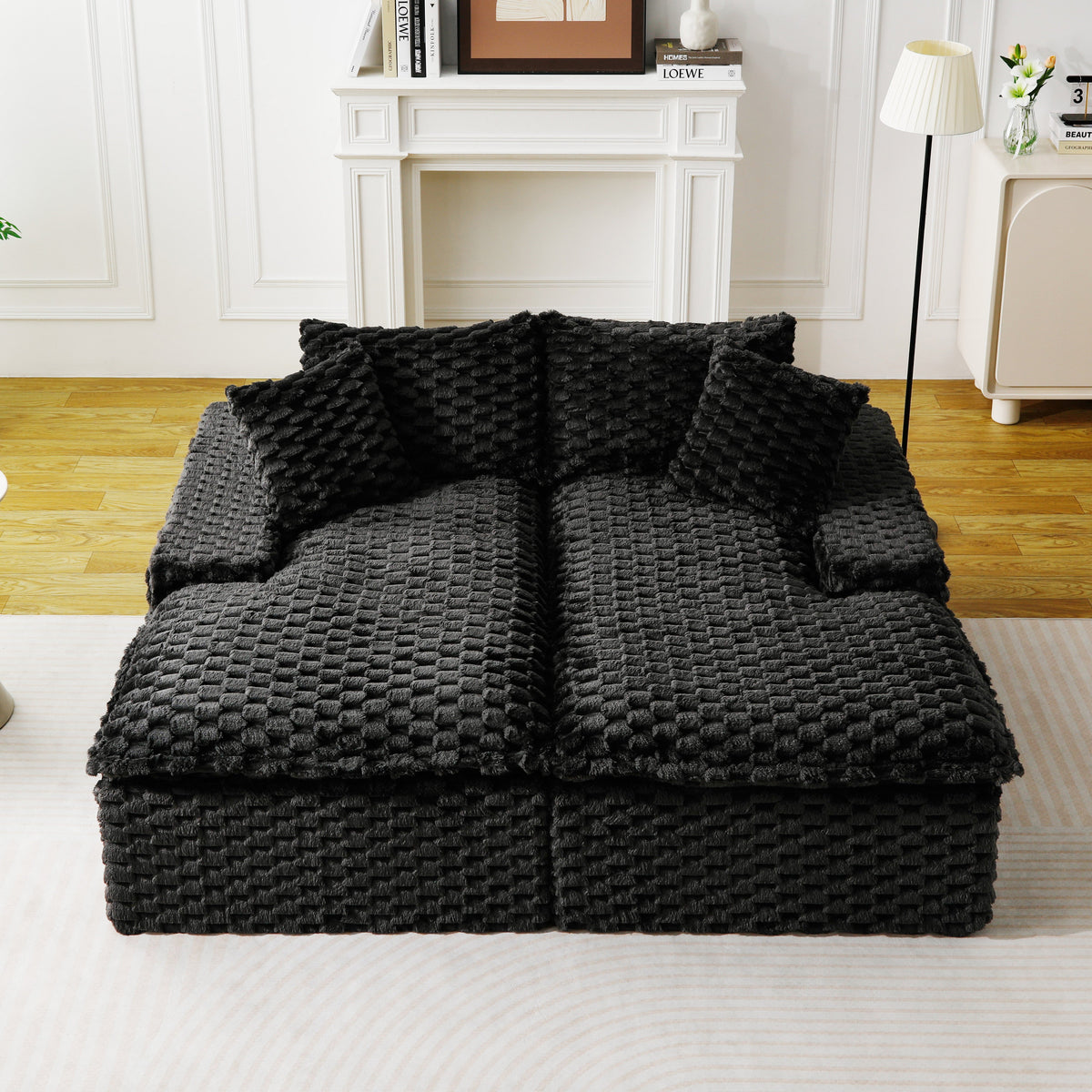 Black Turtle Velvet Double Chaise Lounge