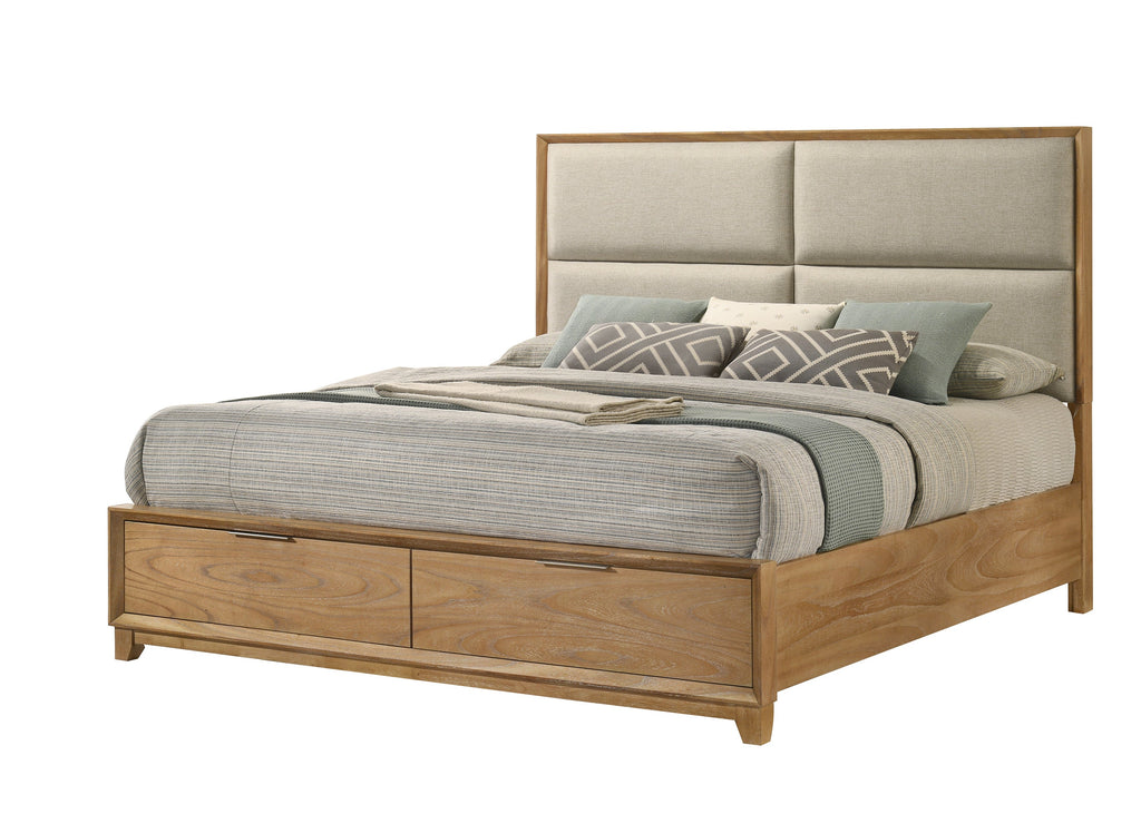 1pc King Storage Platform Bed with Upholstered Ultra-plush Headboard