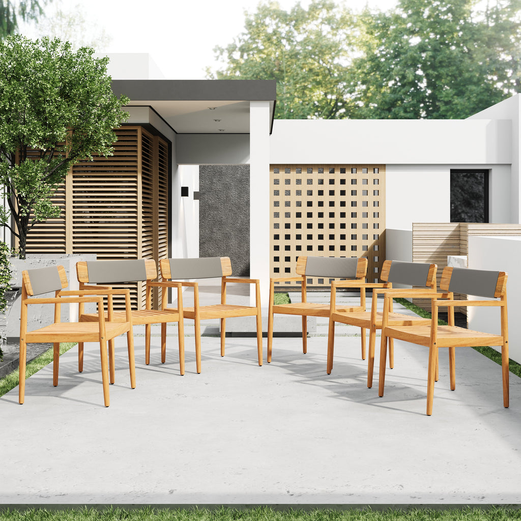 Creative Braided Acacia Wood Outdoor Dining Chairs