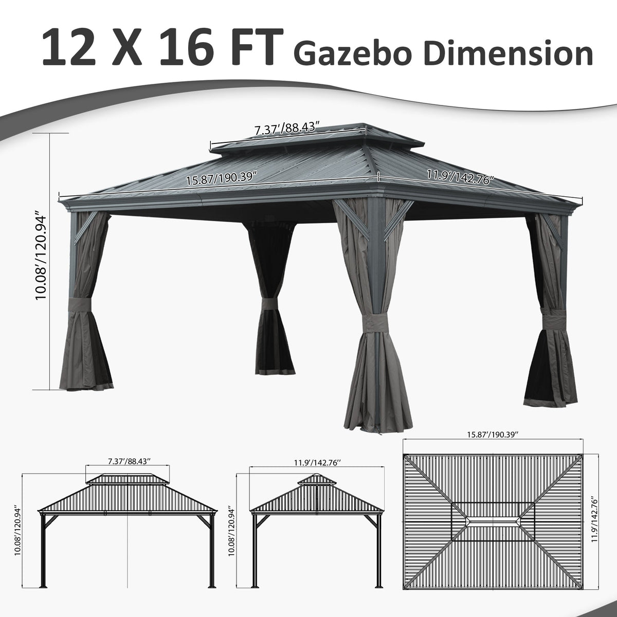 12' X 16' Hardtop Gazebo