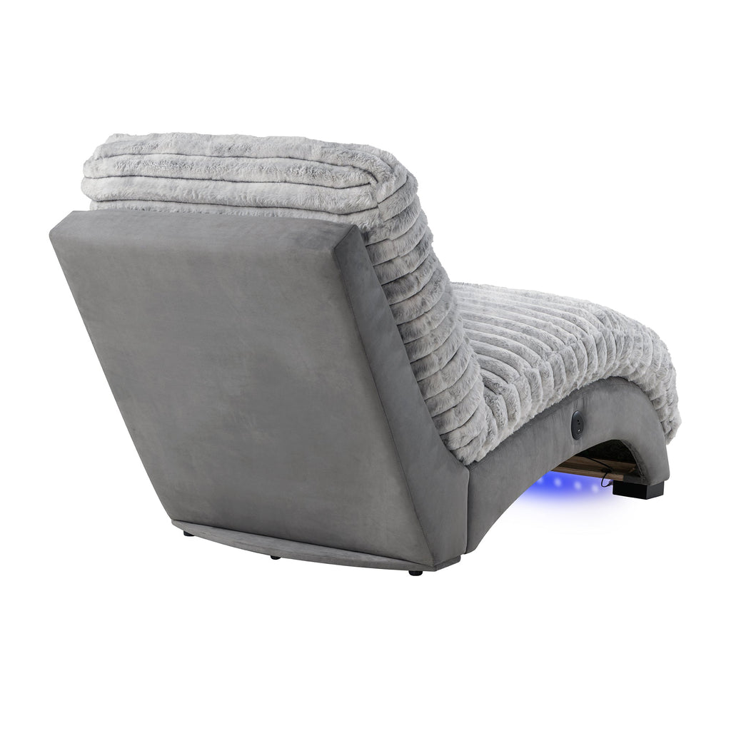 Denise Nickel Accent Chaise With USB