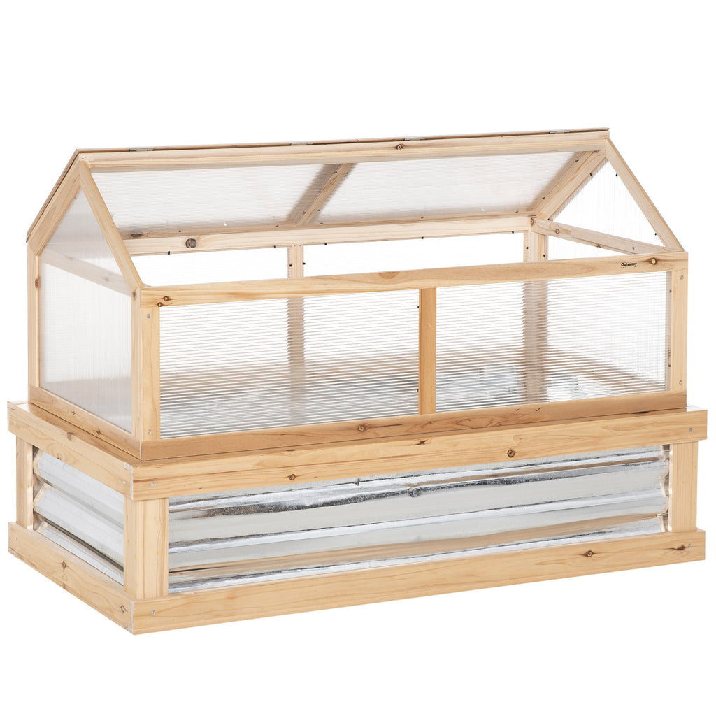 Outsunny Raised Garden Bed with Polycarbonate Greenhouse