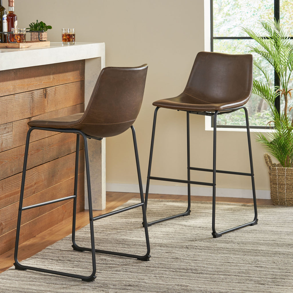 Set of 2 30" Cedric Faux Leather Barstool Vintage
