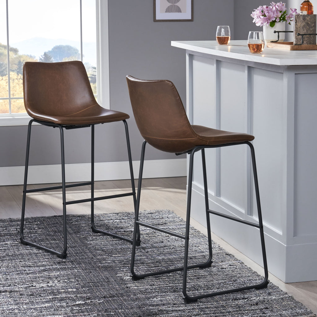 Set of 2 30" Cedric Faux Leather Barstool Vintage