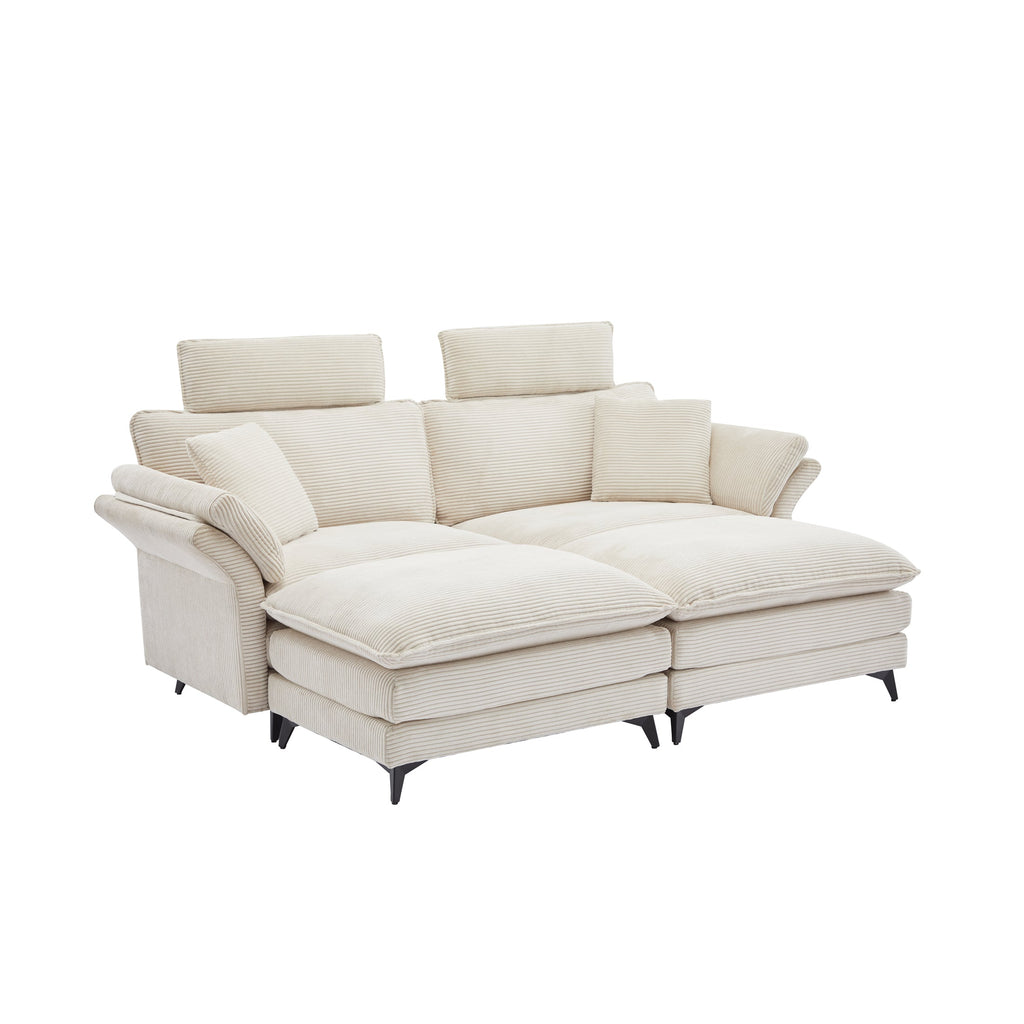 Modern Corduroy Upholstered Sectional Sofa