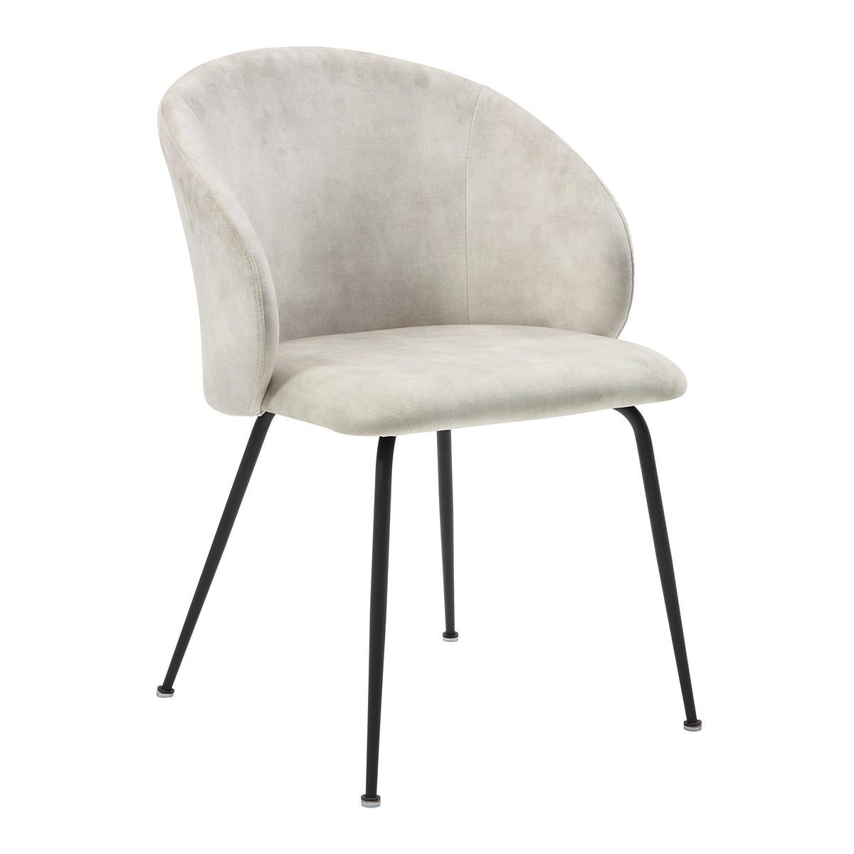 Beige Velvet Fabric Upholstery Side Chairs 2pc Set