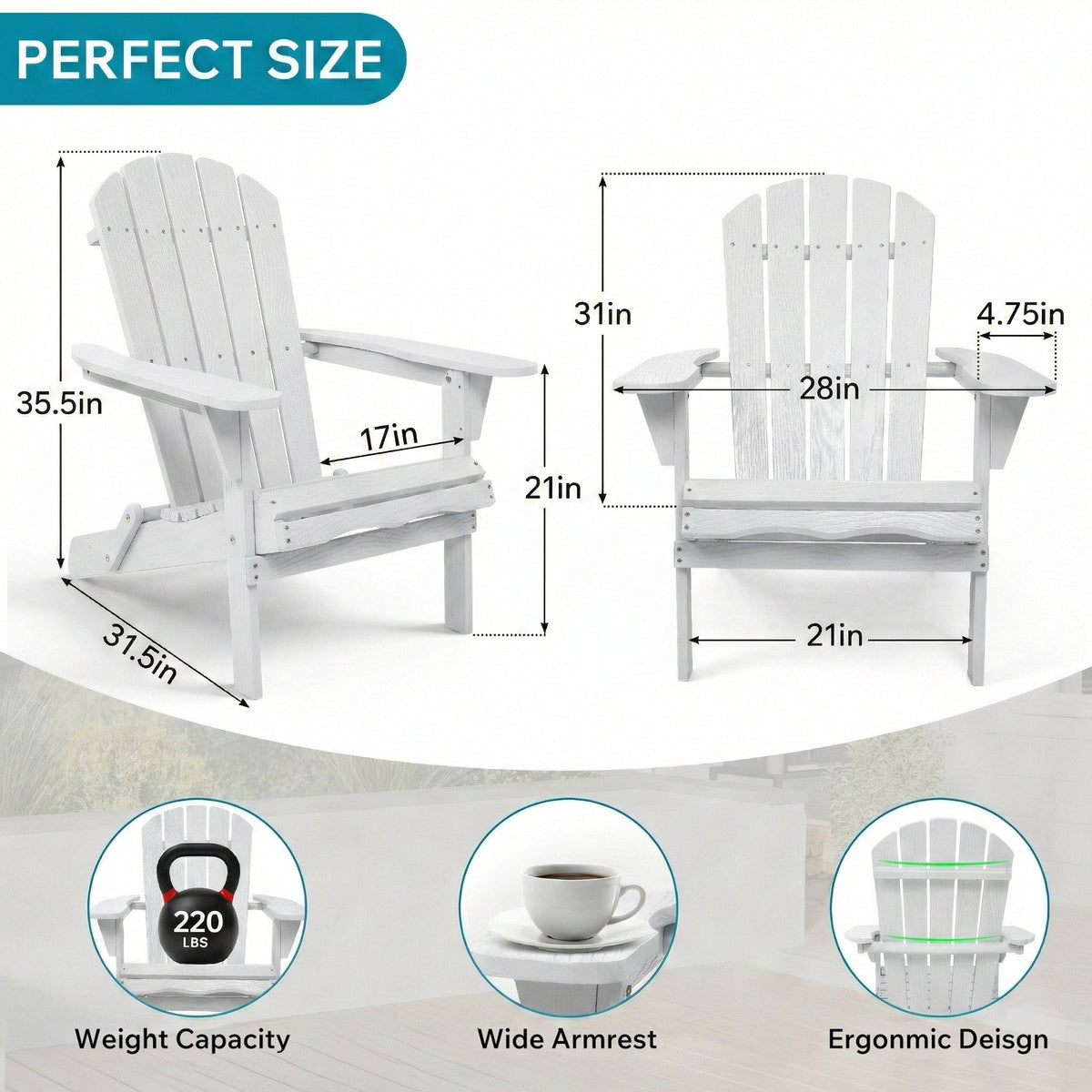 Wood Lounge Patio Chair for Garden Outdoor