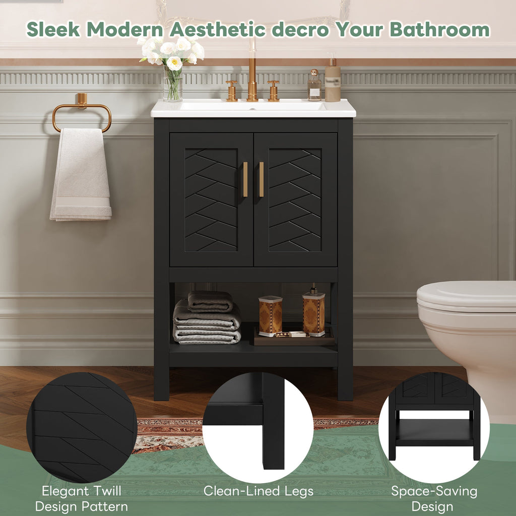 24" Modern Bathroom Vanity with Elegant Twill Design