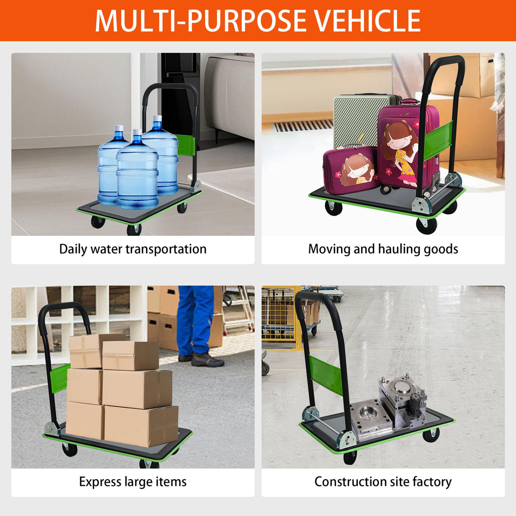 Flatbed Cart with 330lbs Heavy Duty Capacity