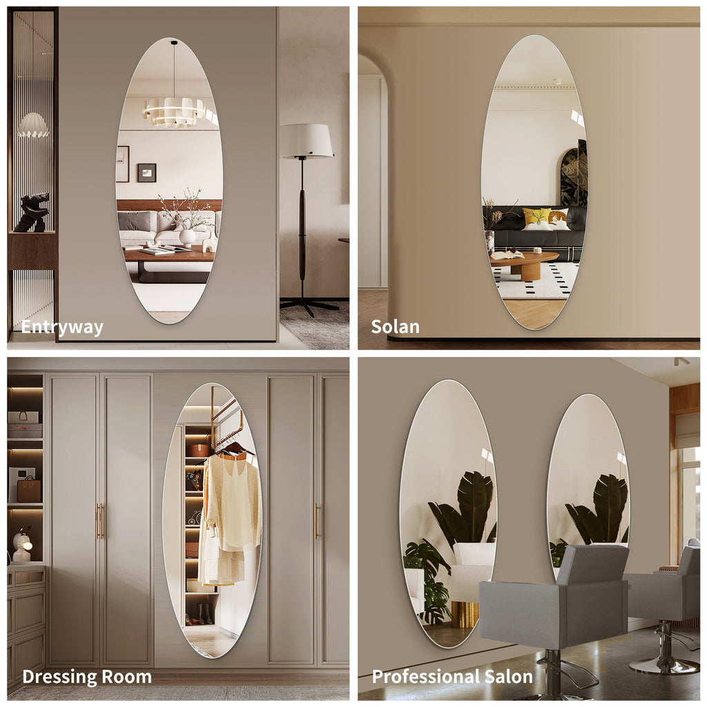 63" x 24" Modern Oval Full Length Wall Mirror