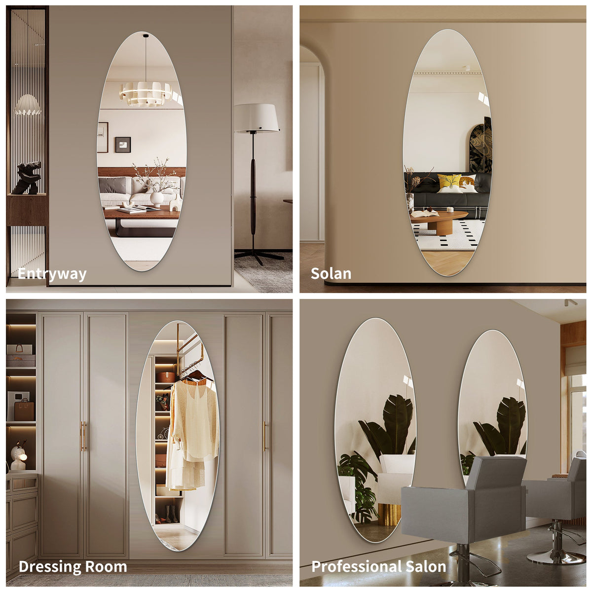 63" x 24" Modern Oval Full Length Wall Mirror