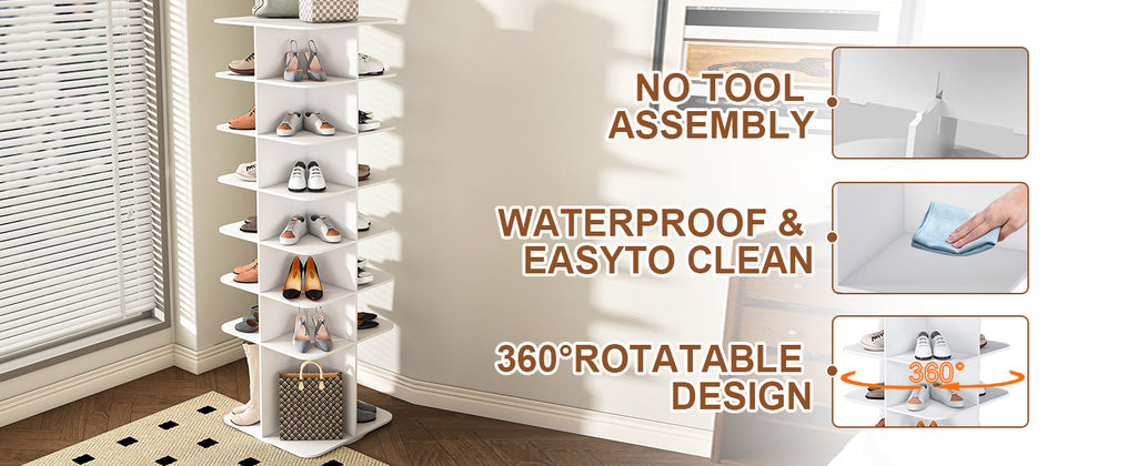 7-Tier Rotating Shoe Rack Tower
