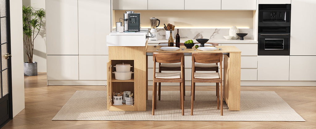 TREXM Extendable Dining Table with Folding Tabletop