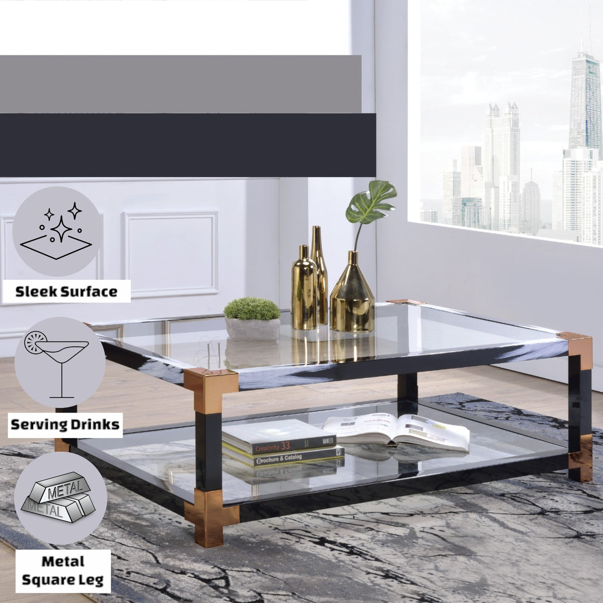 Lafty Clear Glass Coffee Table