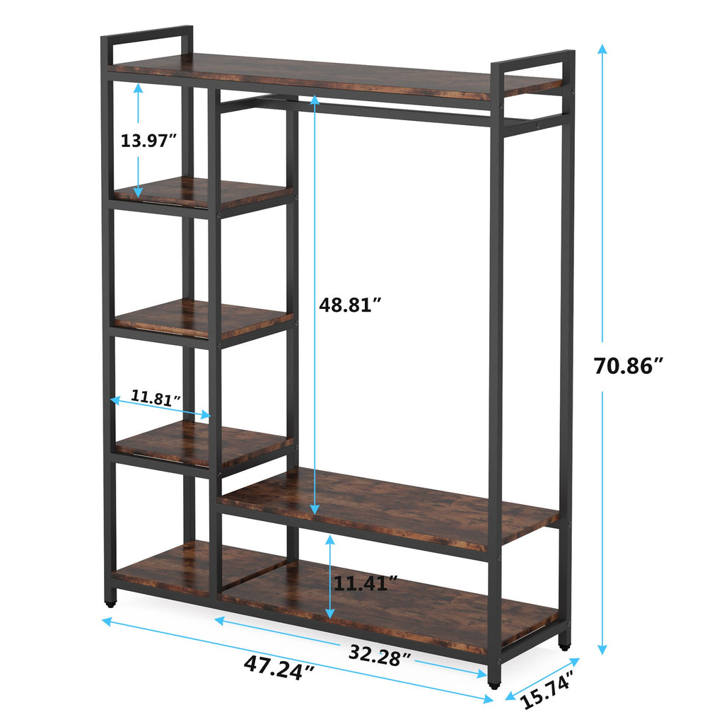 47.24" Rustic Brown Freestanding Closet Organizer