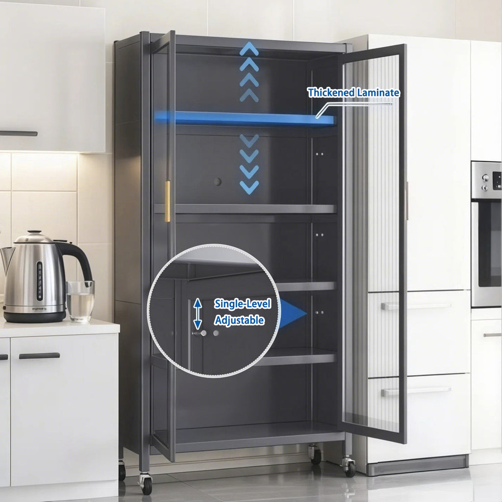 Open-Door Kitchen Shelving Multilevel Storage Cabinet