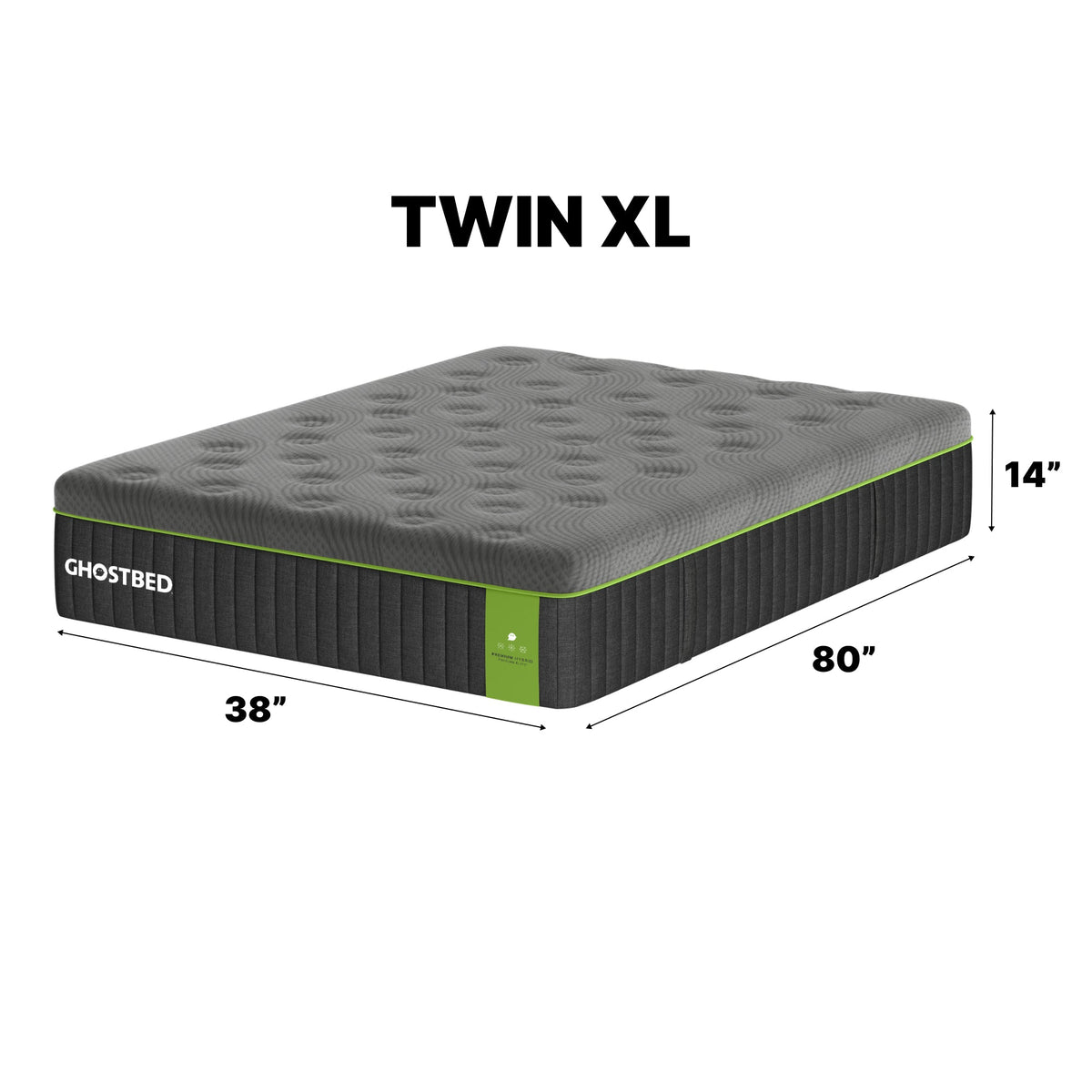 GhostBed Premium 14" Twin XL Hybrid Mattress