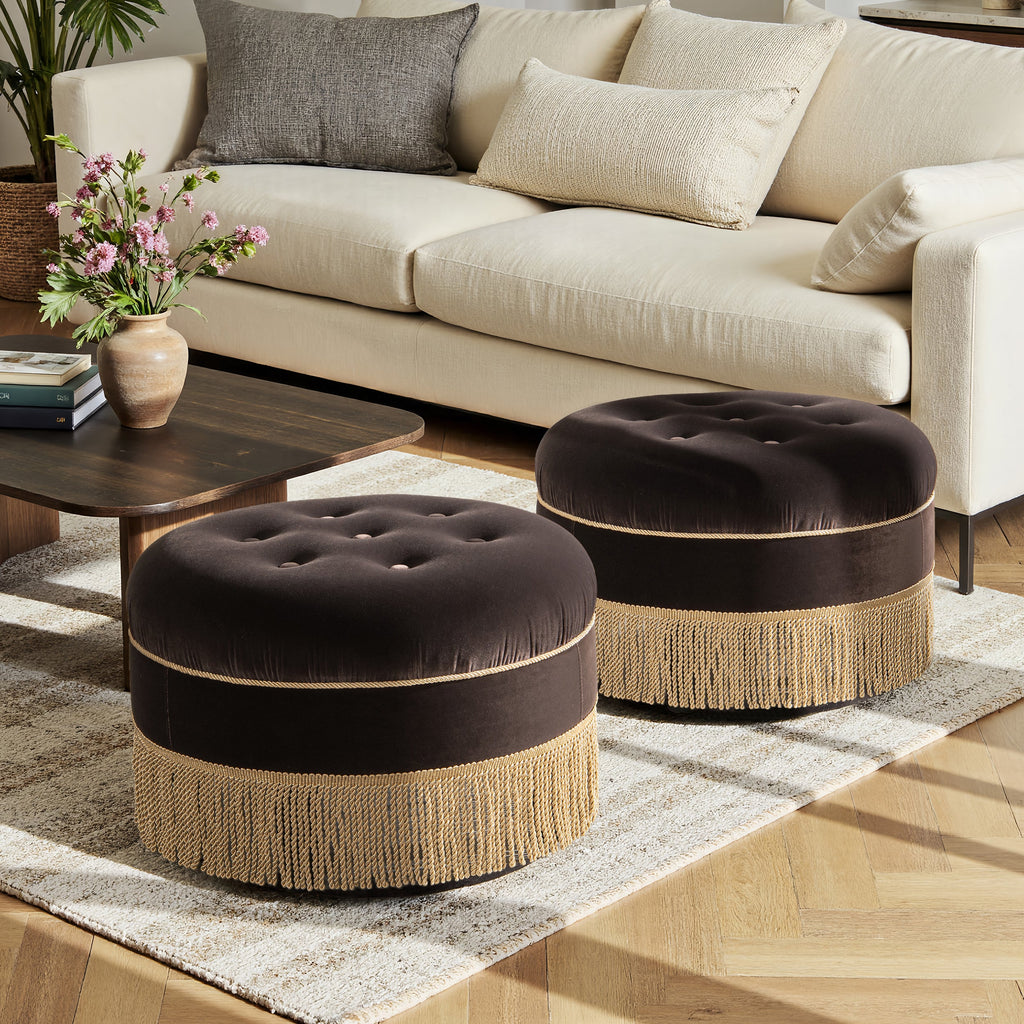 Yolanda 24" Round Upholstered Accent Ottoman Deep