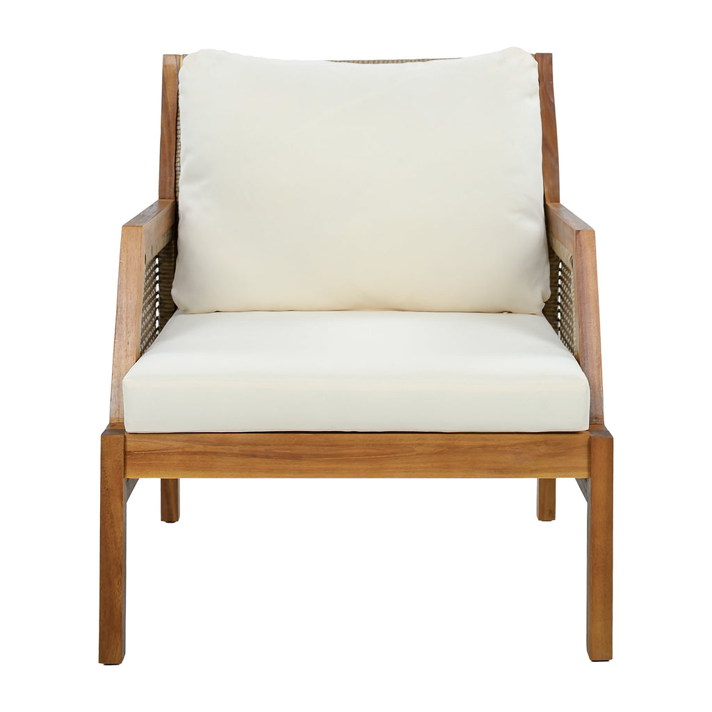 2 Piece Acacia Wood Patio Furniture Club Chair Set