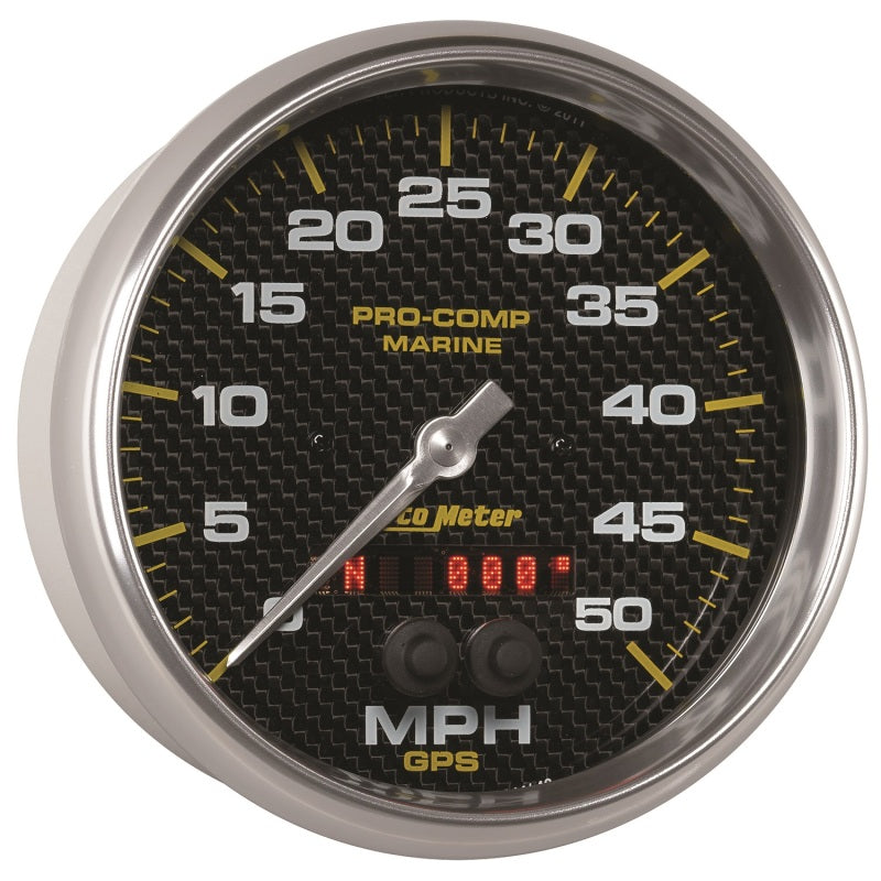 AutoMeter Speedometer Gauge 5 inch 50MPH GPS Marine Carbon Fiber 200644-40