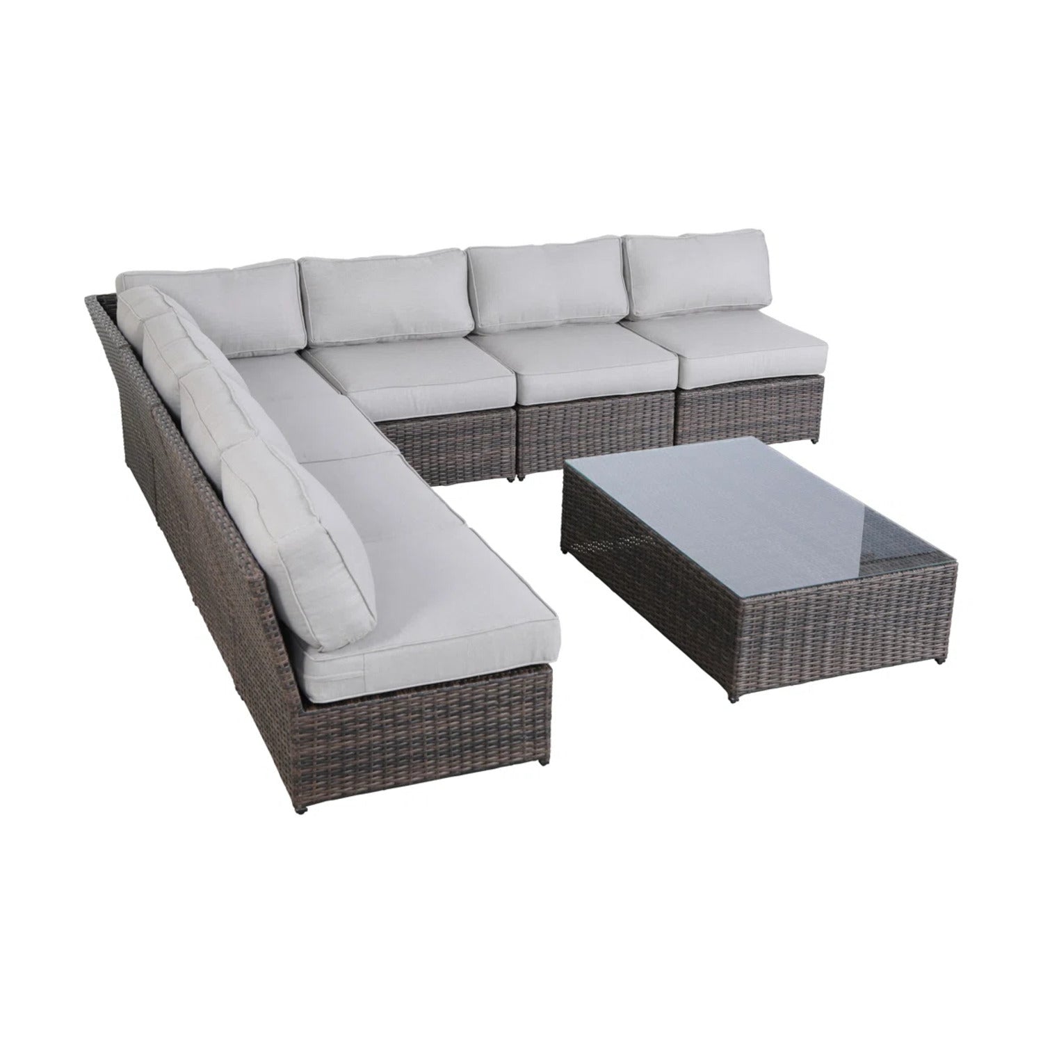 Fully Assembled 6-Person Extra-Wide Wicker Outdoor Seating Set with Cushions
