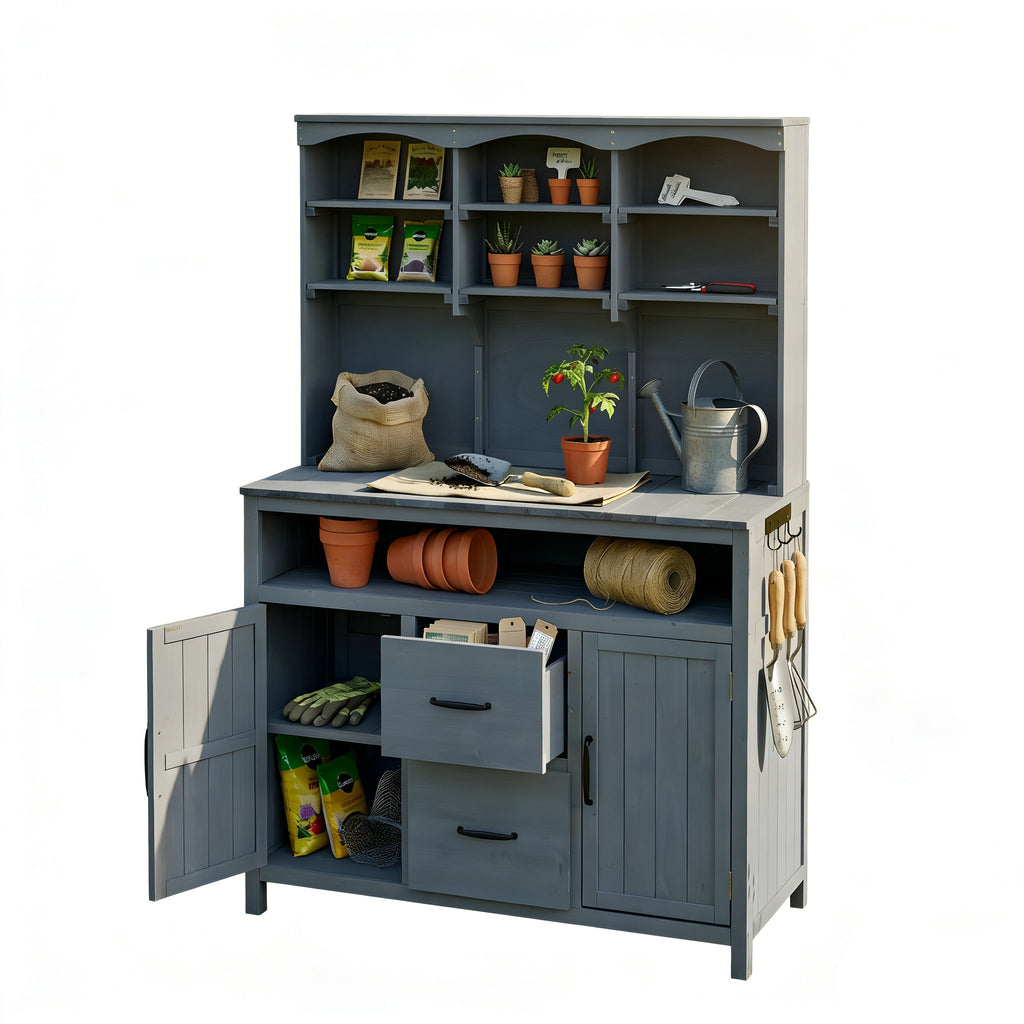 TOPMAX Large Fir Wood Potting Bench