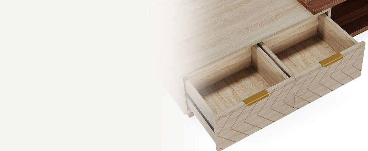 42.13" Extendable Coffee Table with Storage Drawers