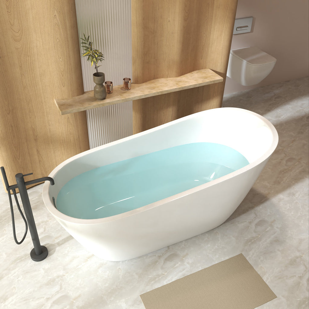 59" Special-Shaped Freestanding Slipper Bathtub in Gloss