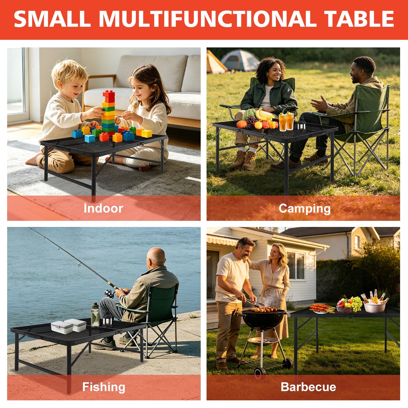 3FT Camping Table with Mesh Desktop