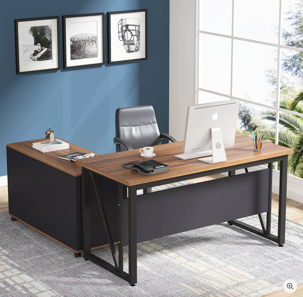 63-Inch Executive Desk with Mobile File Cabinet