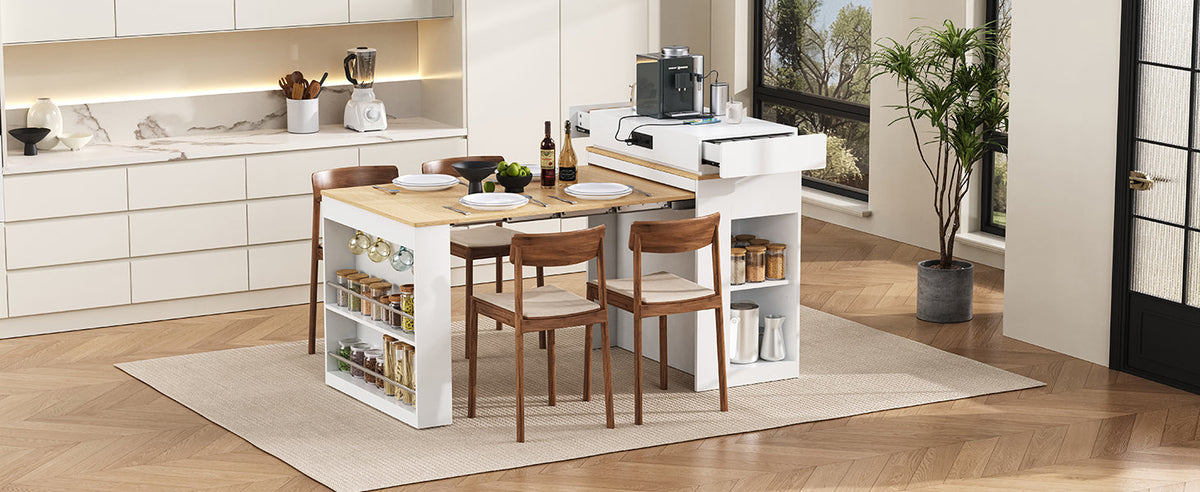 TREXM Extendable Dining Table with Folding Tabletop