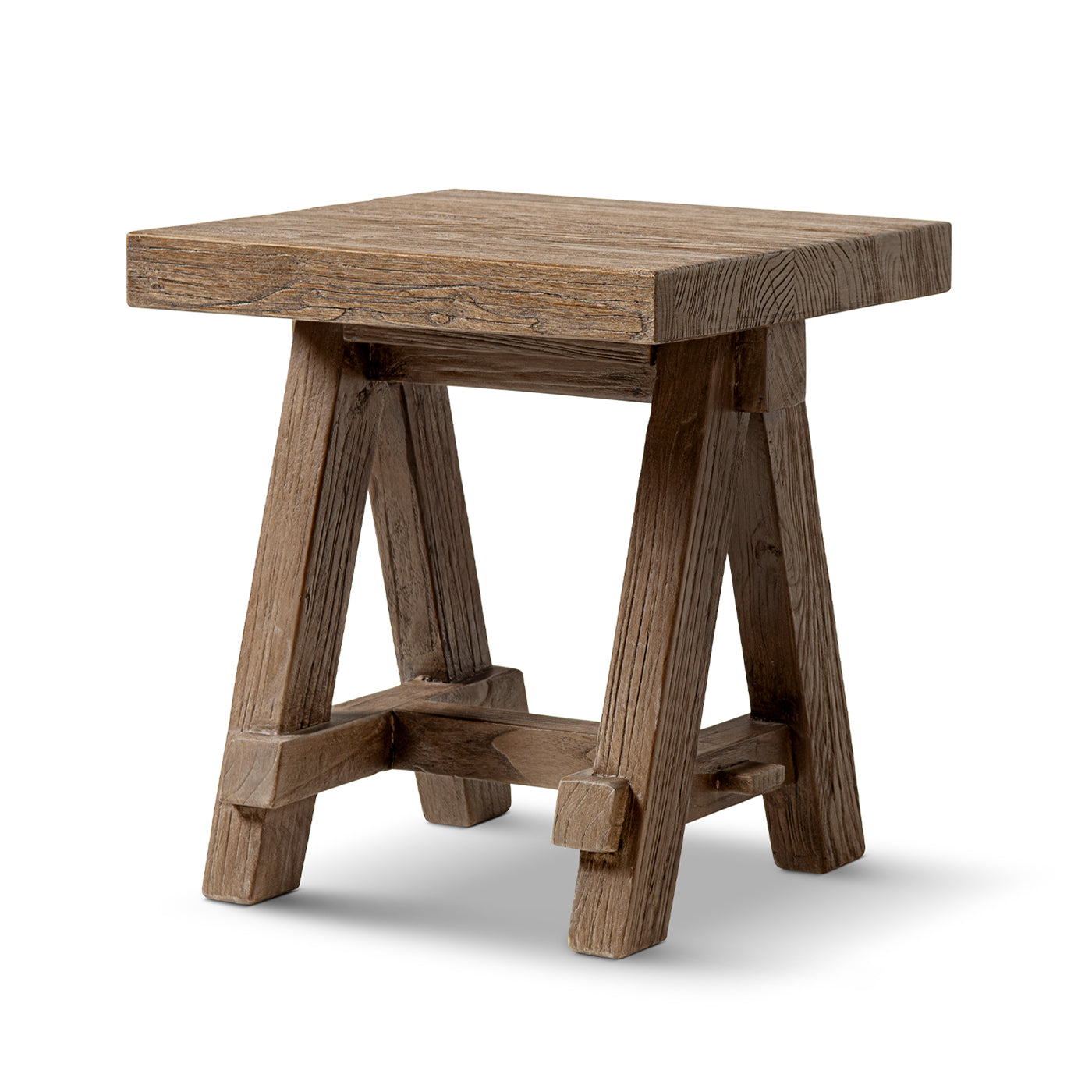 Hawthorne 18" Square Reclaimed Elm Trestle Side Table