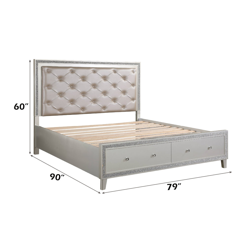 Sliverfluff Synthetic Leather & Champagne Finish CK Bed