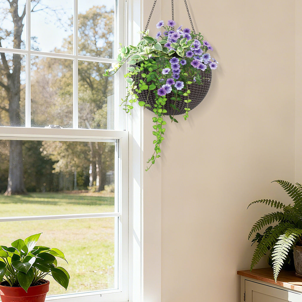 Self-Watering Hanging Rattan-Inspired Planter