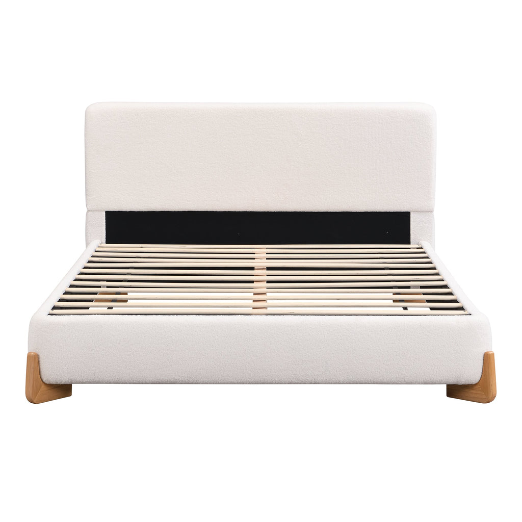 Elegant Boucle Upholstered Bed in Queen Size