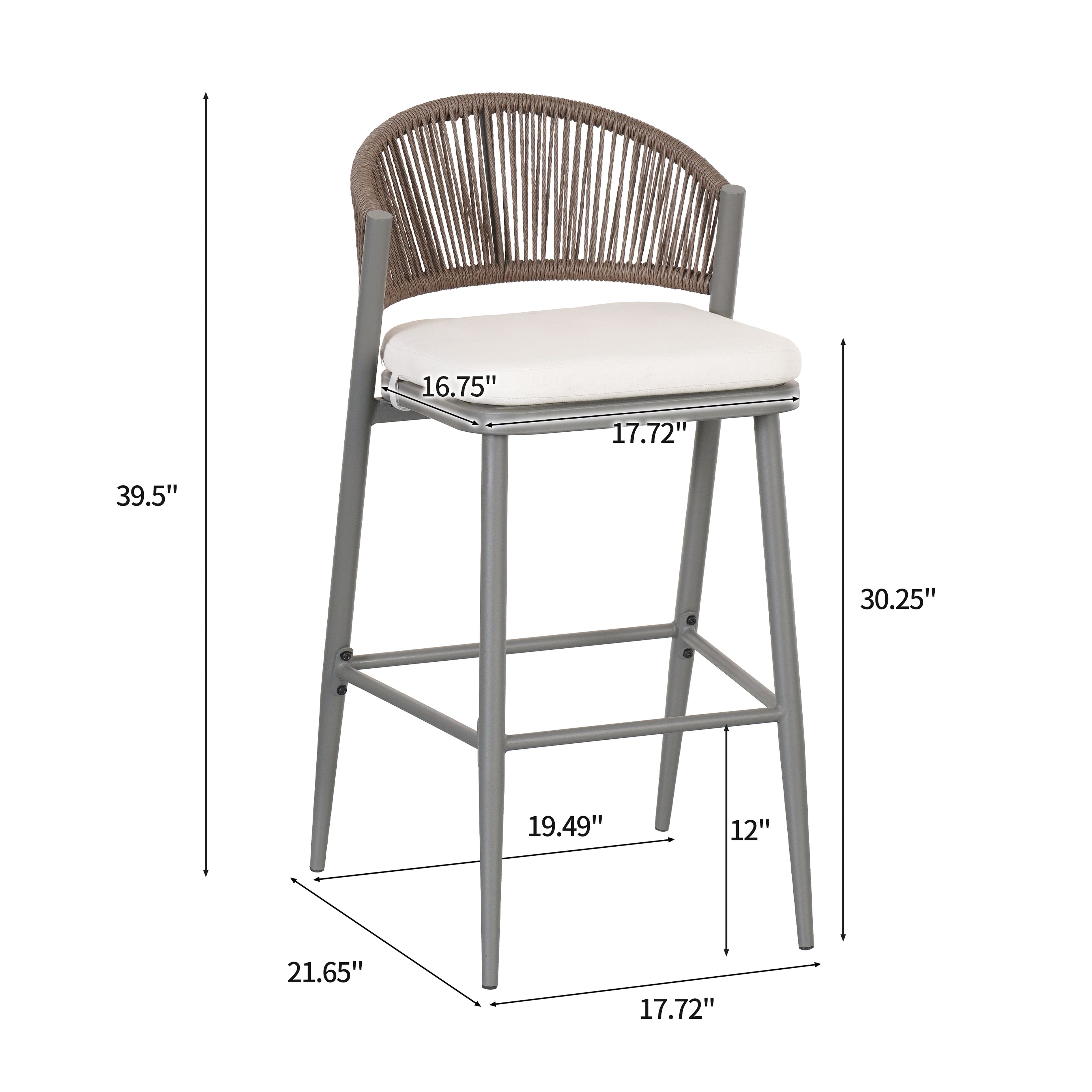 Outdoor 30.25" Seat Height Metal Frame Barstools
